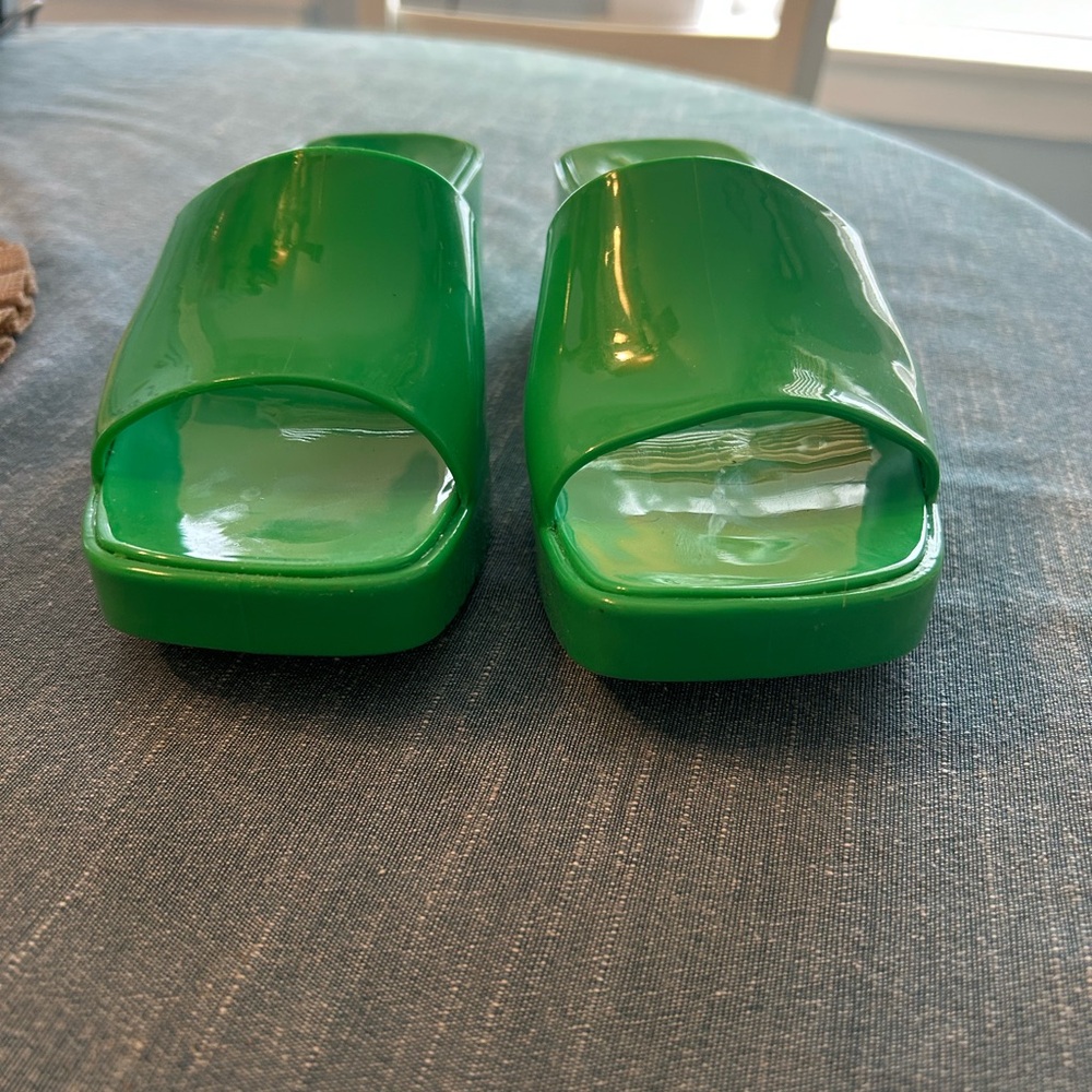 Green Slide Sandals